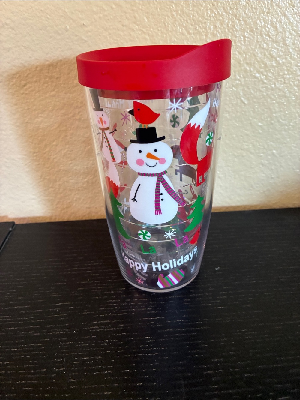 NWOT  Tervis Holiday Snowman Travel Tumbler with Red Lid